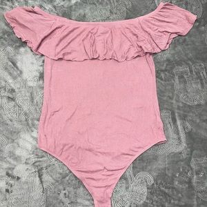 Off the shoulder mauve bodysuit